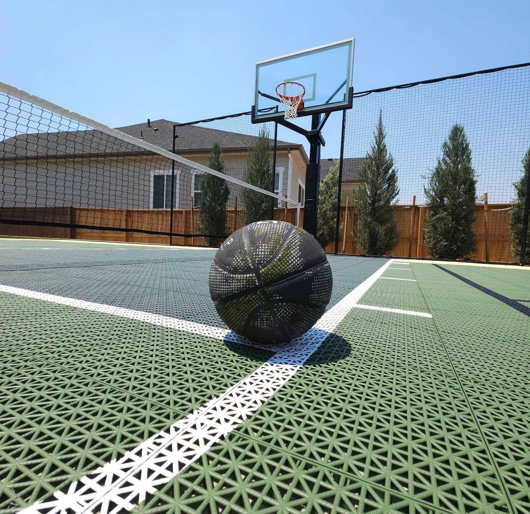 Basketball on a completed sport court