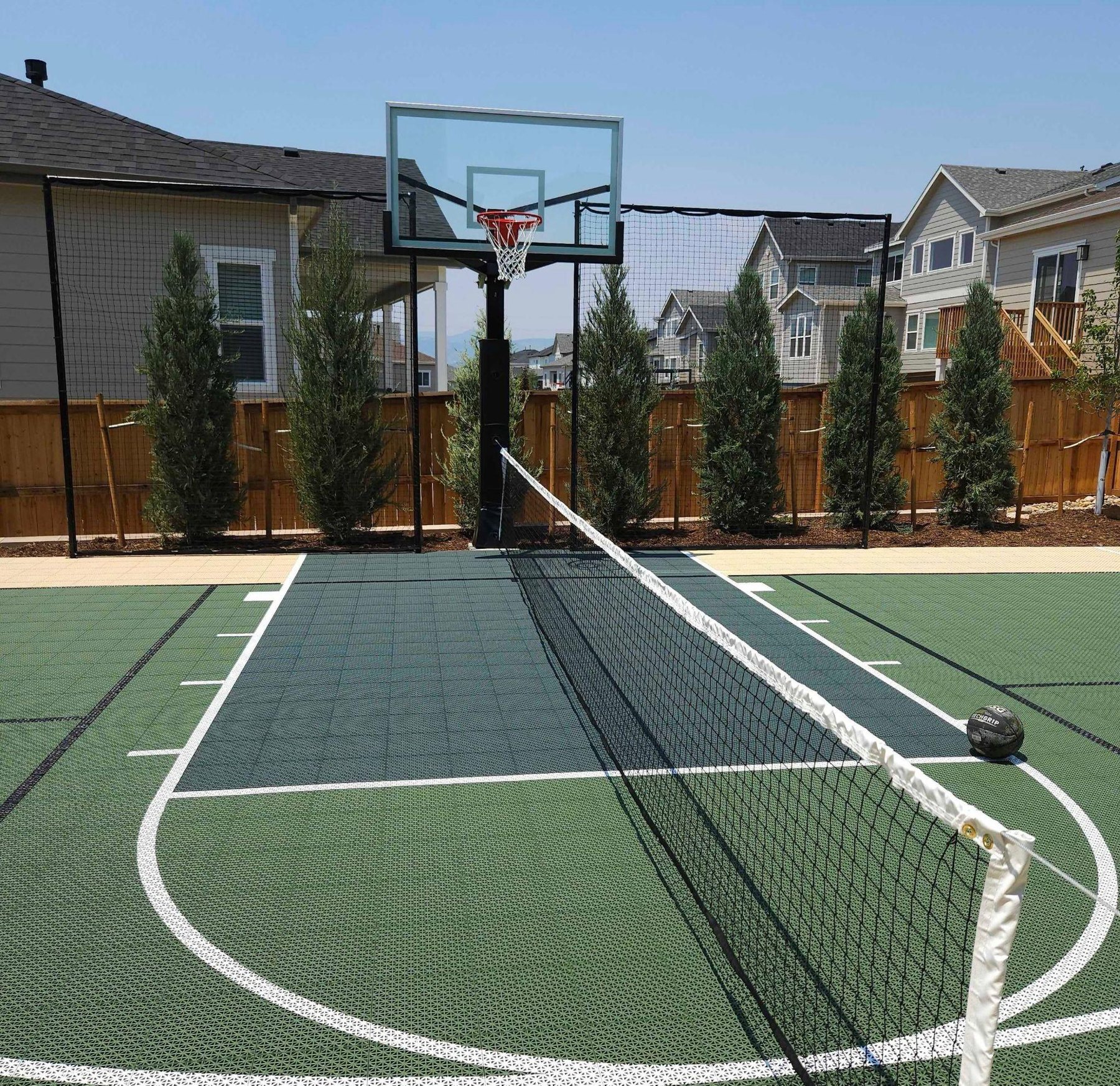 Completed backyard sport court